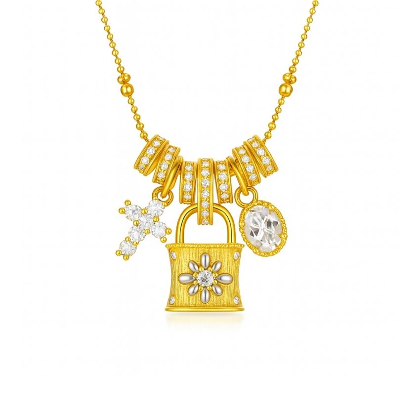 Padlock Charm Necklace Designer Style Brass Jewelry Wholesale for Boutiques and Gift Retailers
